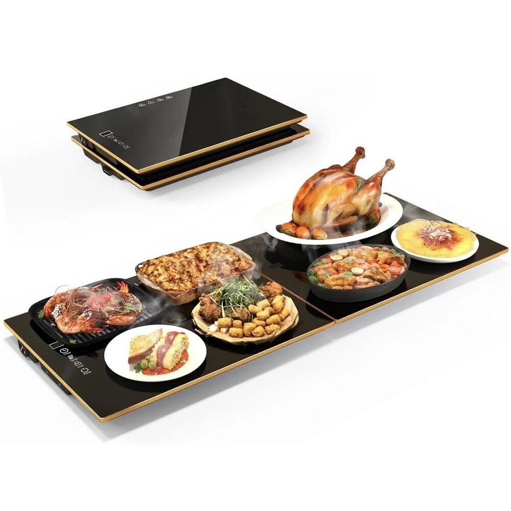 CedarAce 2 Trays Food Warmer for Parties Buffet 31.5 x 12 8 Temperature Levels